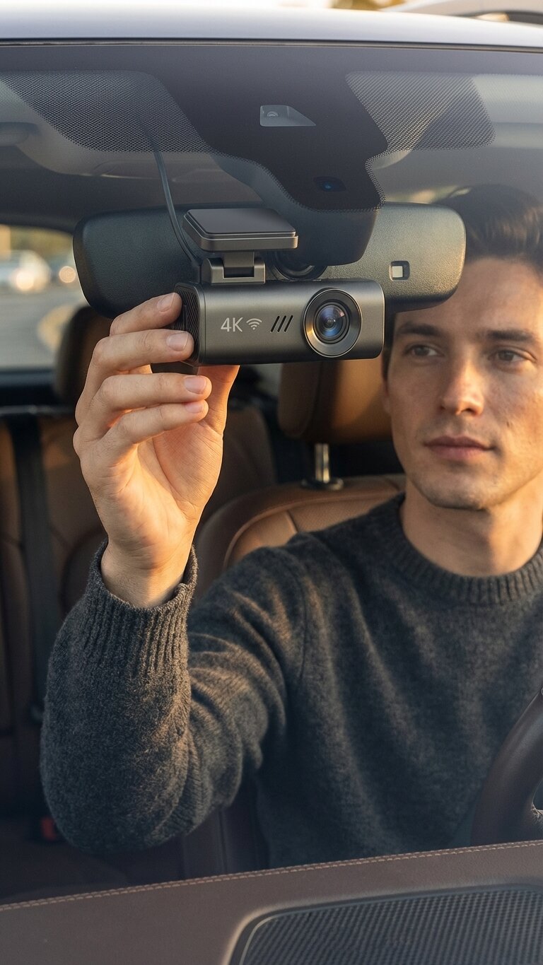 Installation de la dashcam Carlover S12 à l'intérieur d'un véhicule